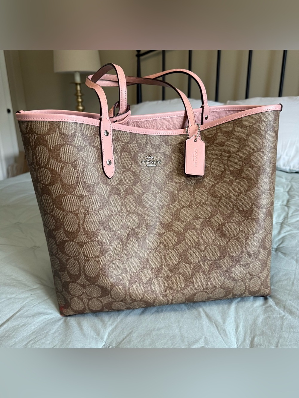Coach Reversible City Tote and Matching Pink Pouch - Picture 2 of 14